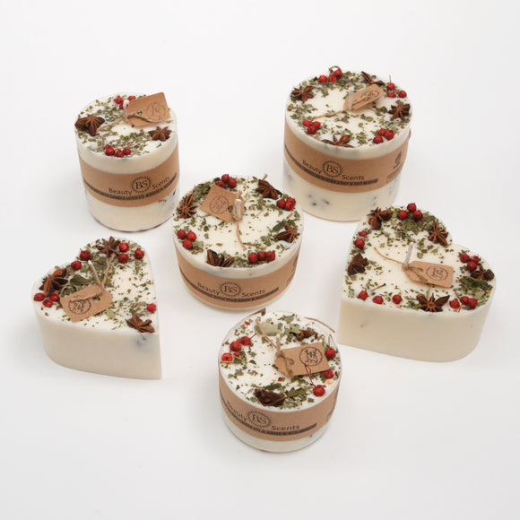 CANDLES WITH STAR ANISE & RED BERRIES