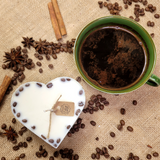 Large Heart Scented Soy Wax  Candle With Coffee Beans box of 6