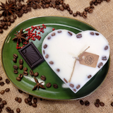 Large Heart Scented Soy Wax  Candle With Coffee Beans box of 6