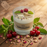 Large Glass Candle With Cherries, box of 6
