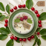 Large Glass Candle With Cherries, box of 6