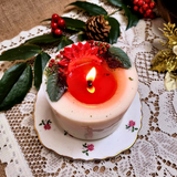 Candela grande con stella di Natale invernale, confezione da 6