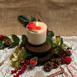 Candela grande con stella di Natale invernale, confezione da 6