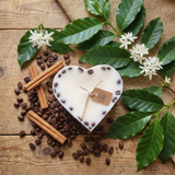 Large Heart Scented Soy Wax  Candle With Coffee Beans box of 6