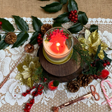 Candela grande in vetro con stella di Natale invernale, confezione da 6