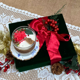 Candela grande in vetro con stella di Natale invernale, confezione da 6