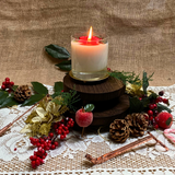 Candela grande in vetro con stella di Natale invernale, confezione da 6