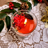 Candela grande in vetro con stella di Natale invernale, confezione da 6