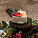 Candela a forma di cuore grande con stella di Natale invernale, confezione da 6
