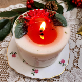 Candela media con stella di Natale invernale, confezione da 6