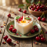Small Heart Candle With Cherries, box of 6