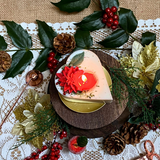 Piccola candela a forma di cuore con stella di Natale invernale, confezione da 6