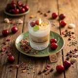 Small Glass Candle With Cherries, box of 6