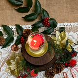 Piccola candela in vetro con stella di Natale invernale, confezione da 6