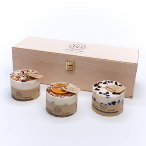 Geschenkset mit kleinen 3 verschiedenen Kerzen