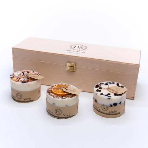 Geschenkset mit kleinen 3 verschiedenen Kerzen