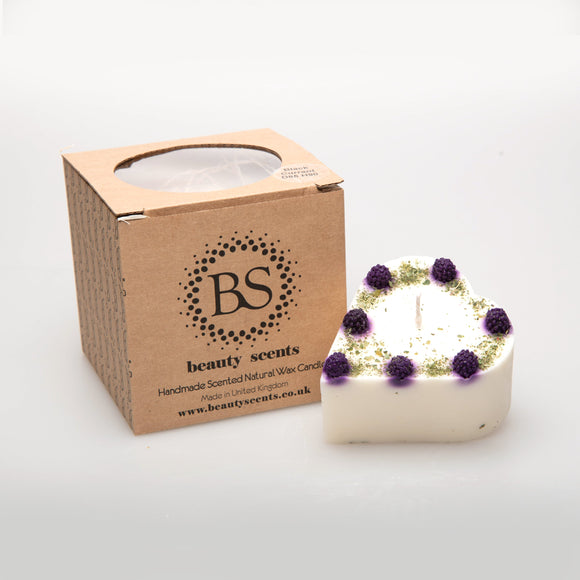 Kleine Herzkerzen mit Brombeere, 6er-Box