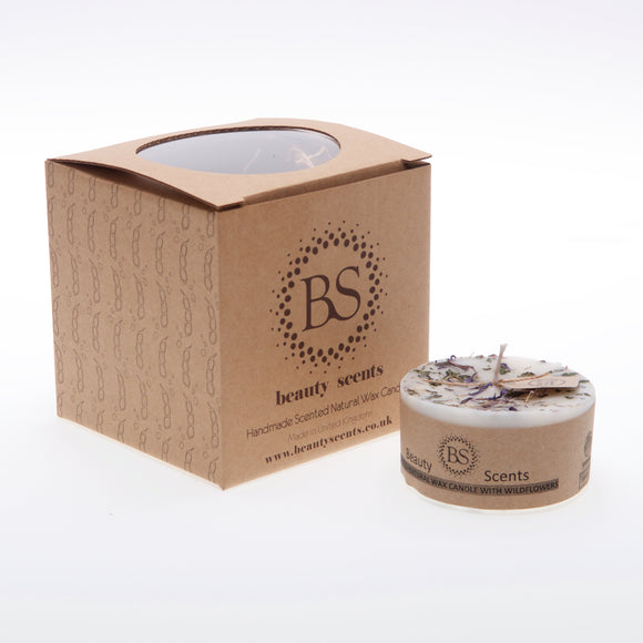 Kleine duftende Sojakerze mit Wildblumen, 6er-Box